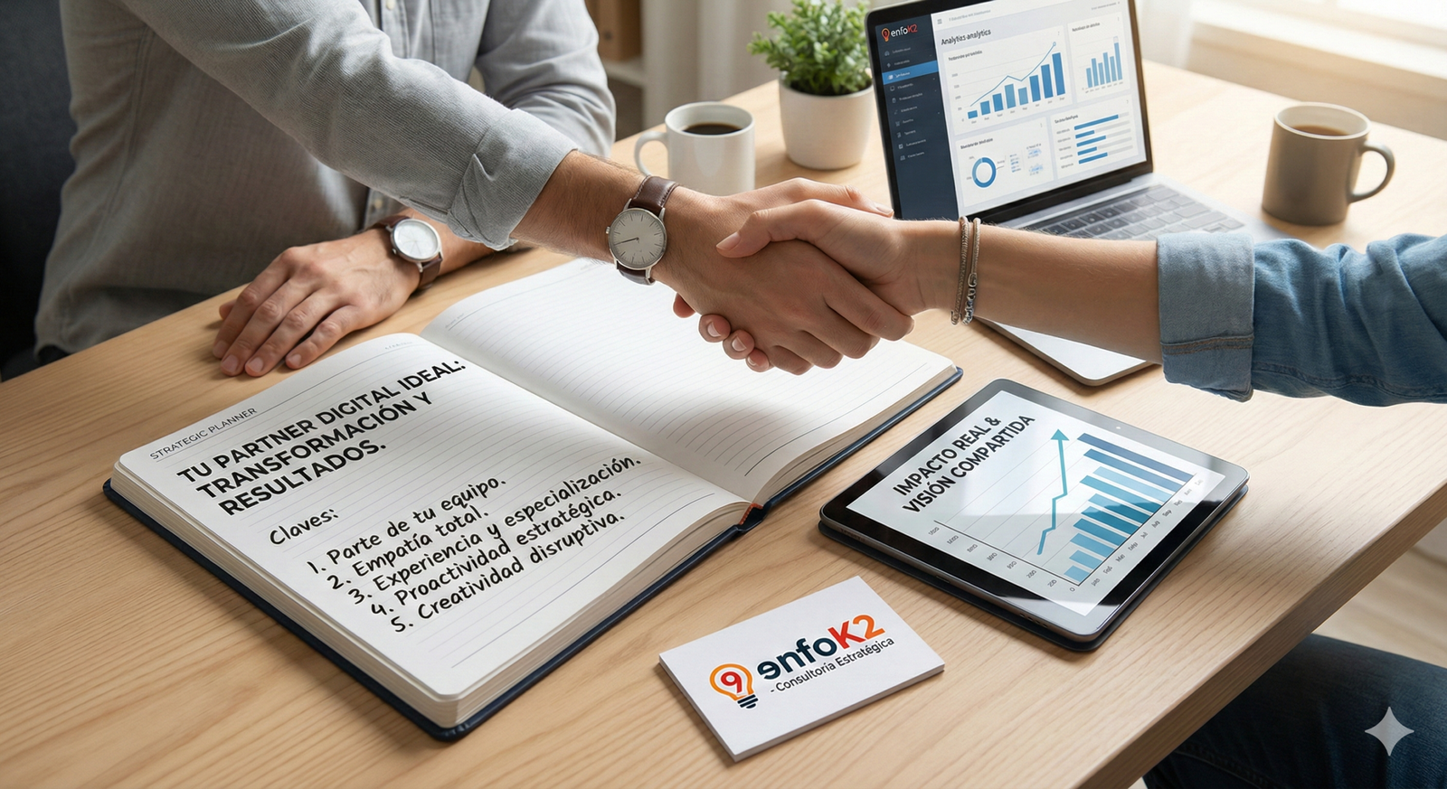 Cómo elegir un partner digital: checklist de criterios para transformación digital y estrategia de marketing, con dispositivos y elementos de trabajo